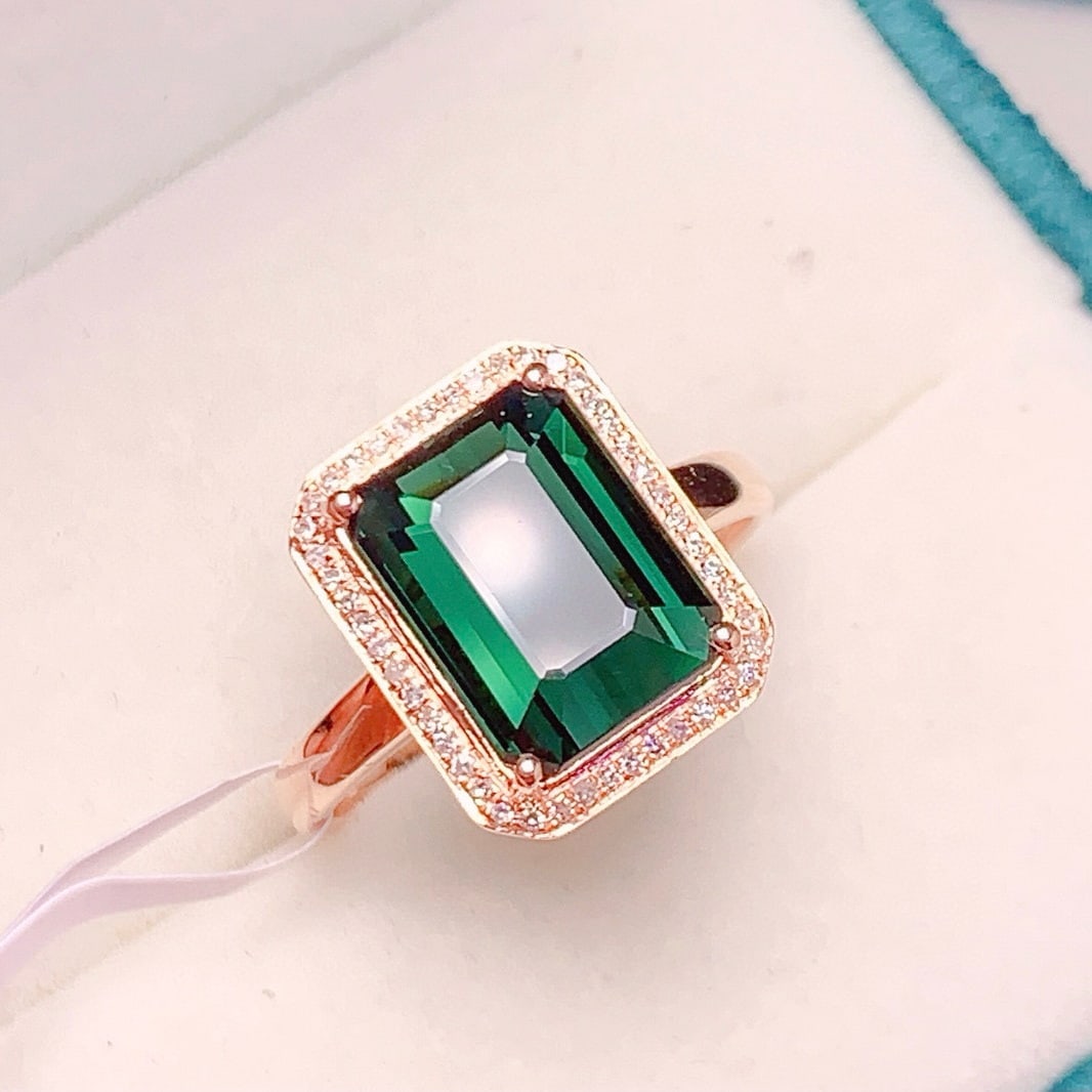 14k Gold 4.5 Ct Natural Tourmaline & Diamond Ring - 5