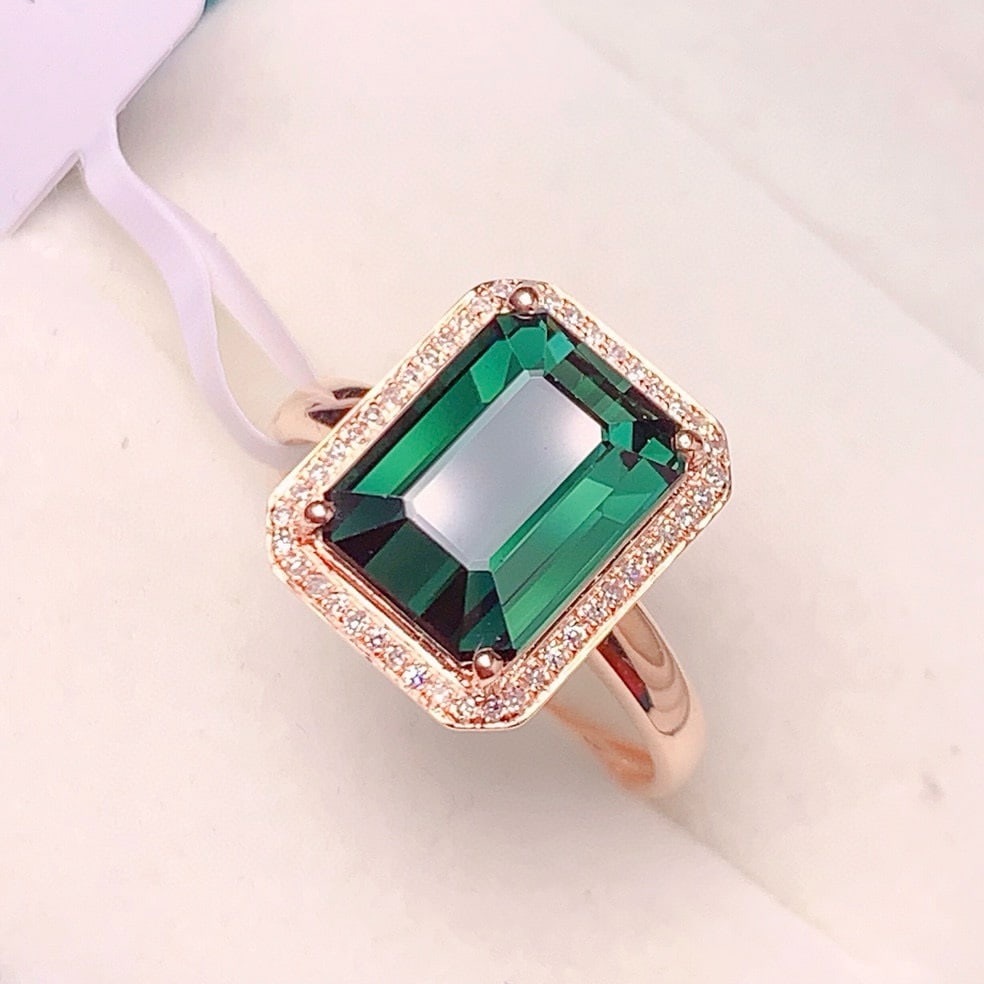 14k Gold 4.5 Ct Natural Tourmaline & Diamond Ring - 7