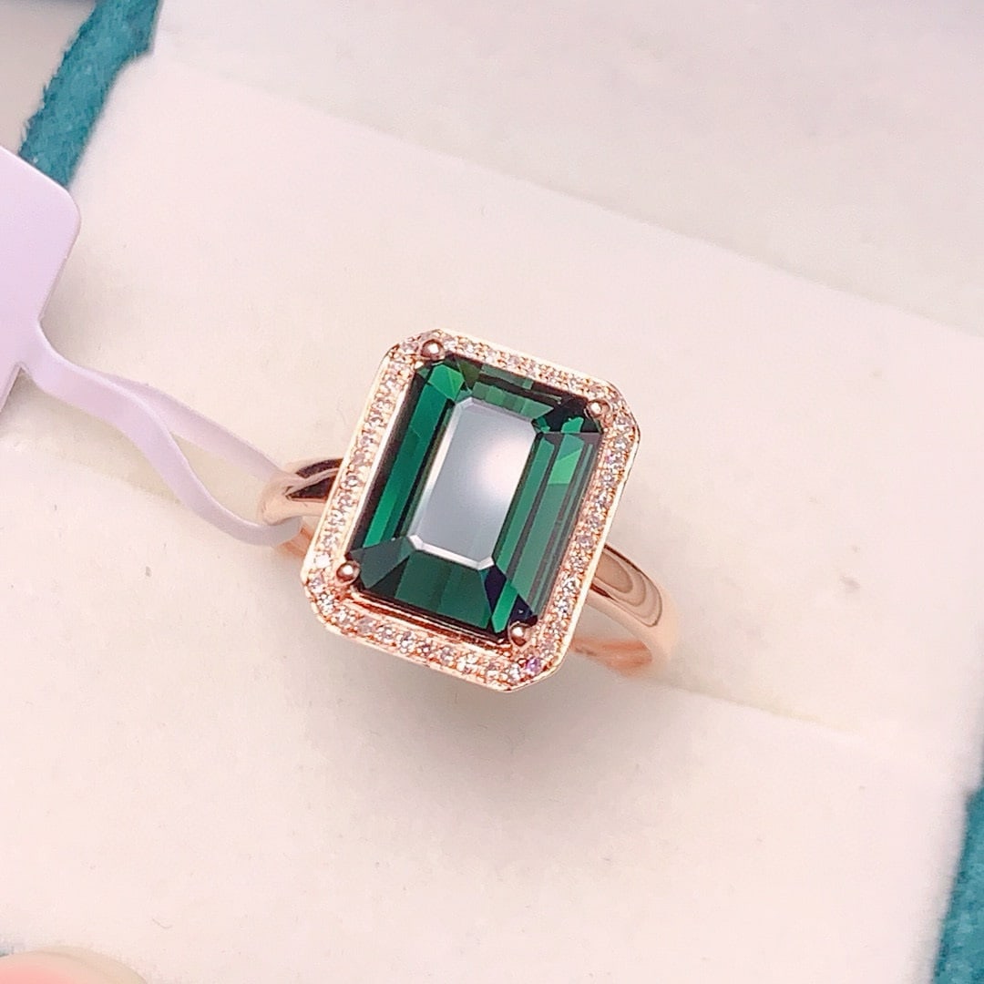 14k Gold 4.5 Ct Natural Tourmaline & Diamond Ring - 8