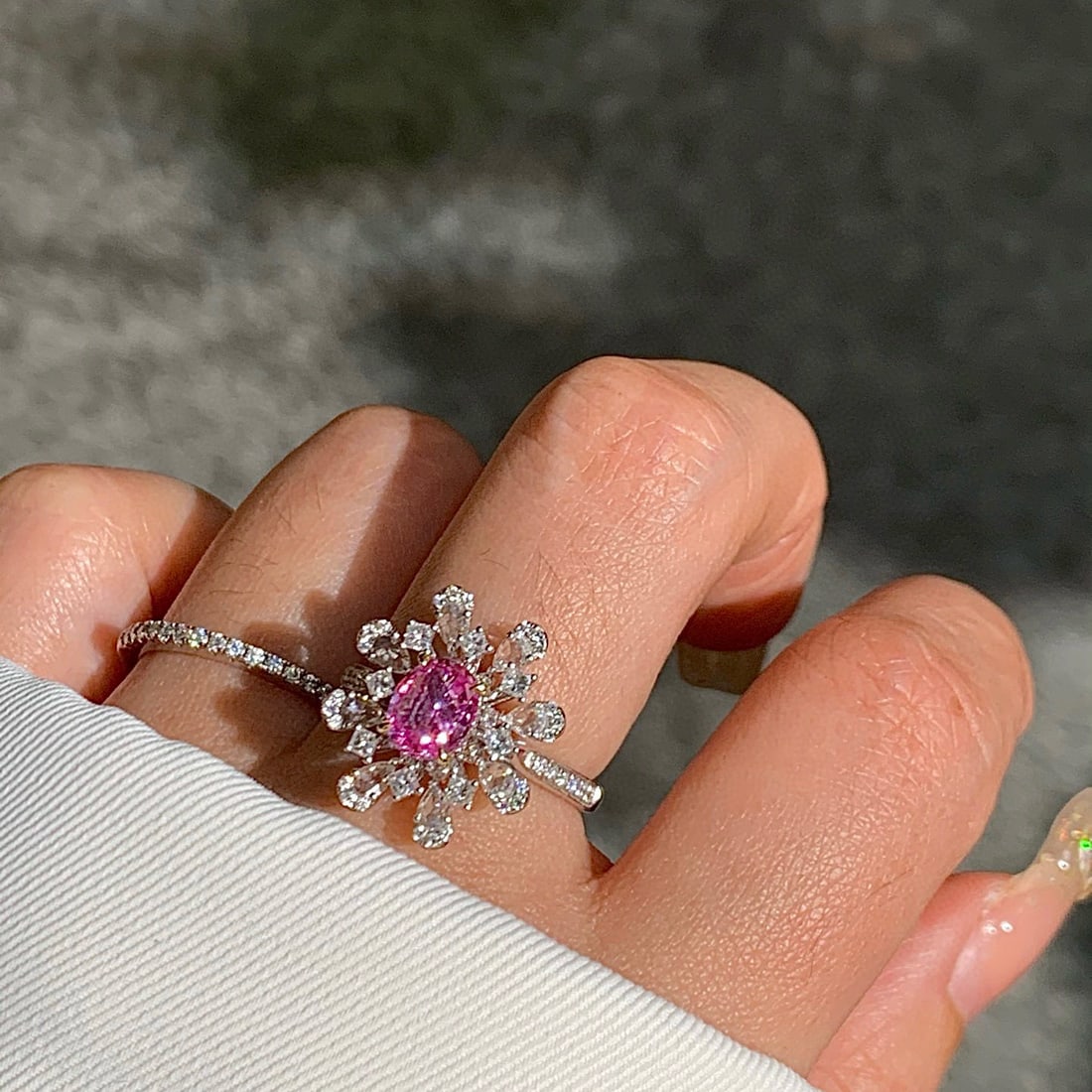 14k Gold 1.94 Ctw Natural Padparadscha Sapphire & Diamond Ring - 3