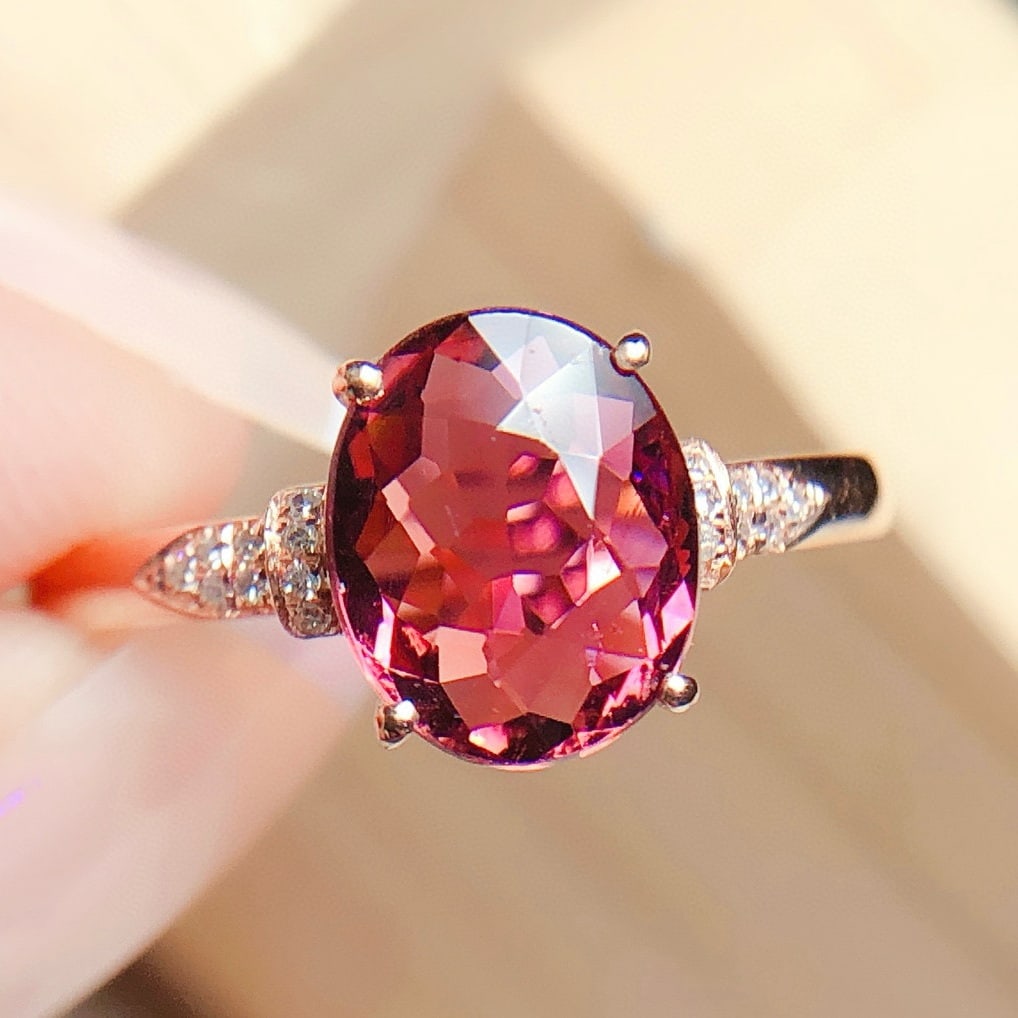 14k Gold 2.3 Ct Natural Tourmaline & Diamond Ring - 4