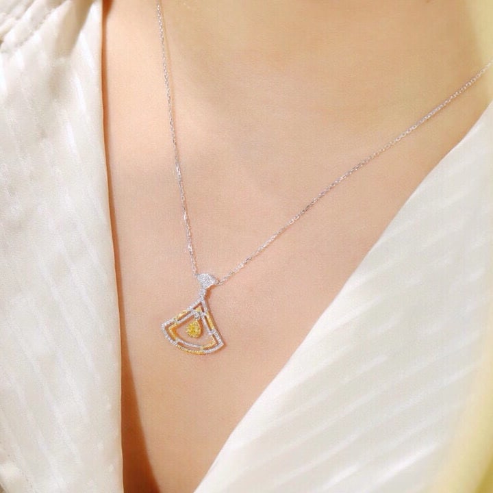 14k Gold 0.56 Ct Natural Color Diamond Necklace - 8