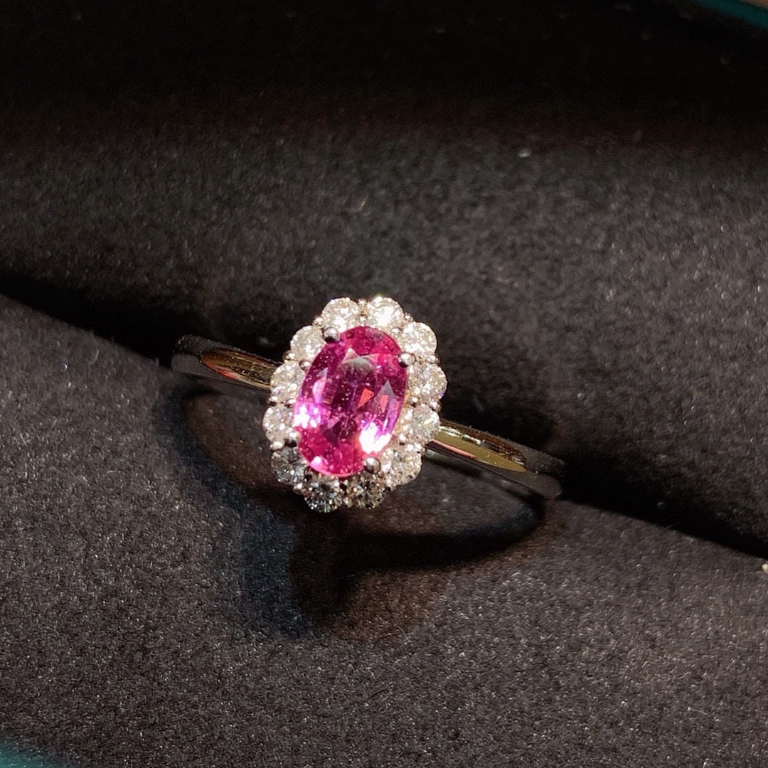 14k Gold 1.14 Ctw Natural Padparadscha Sapphire & Diamond Ring - 2