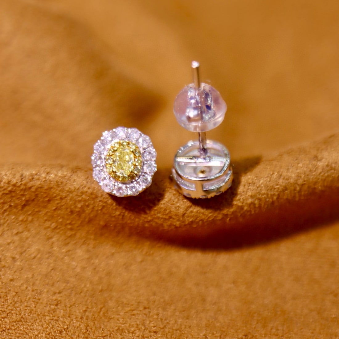 14k Gold 0.67 Ctw Natural Yellow Diamond & Diamond Earrings - 6