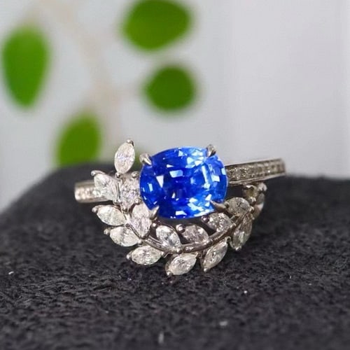 14k Gold 2.13 Ctw Natural Sapphire & Diamond Ring - 5