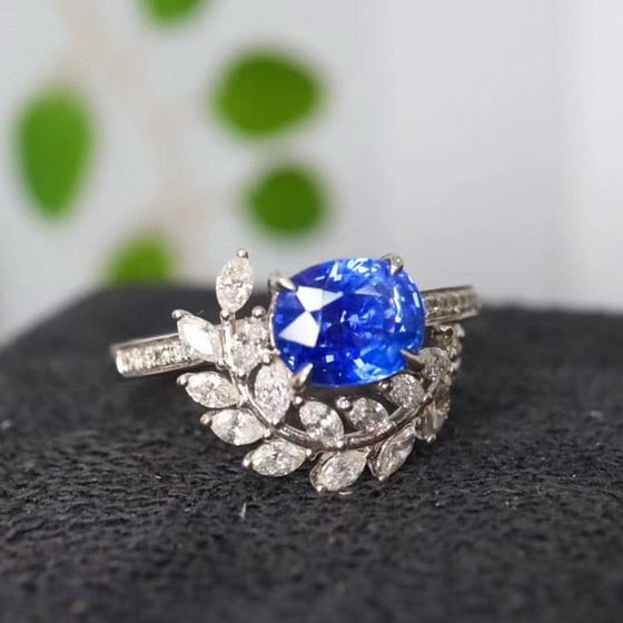 14k Gold 2.13 Ctw Natural Sapphire & Diamond Ring - 6