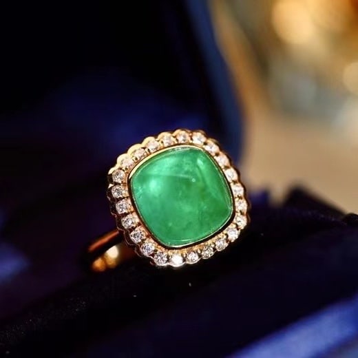 14k Gold 5.96 Ctw Natural Emerald & Diamond Ring - 2