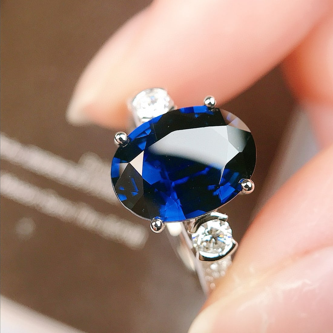 14k Gold 3.73 Ctw Natural Sapphire & Diamond Ring - 4