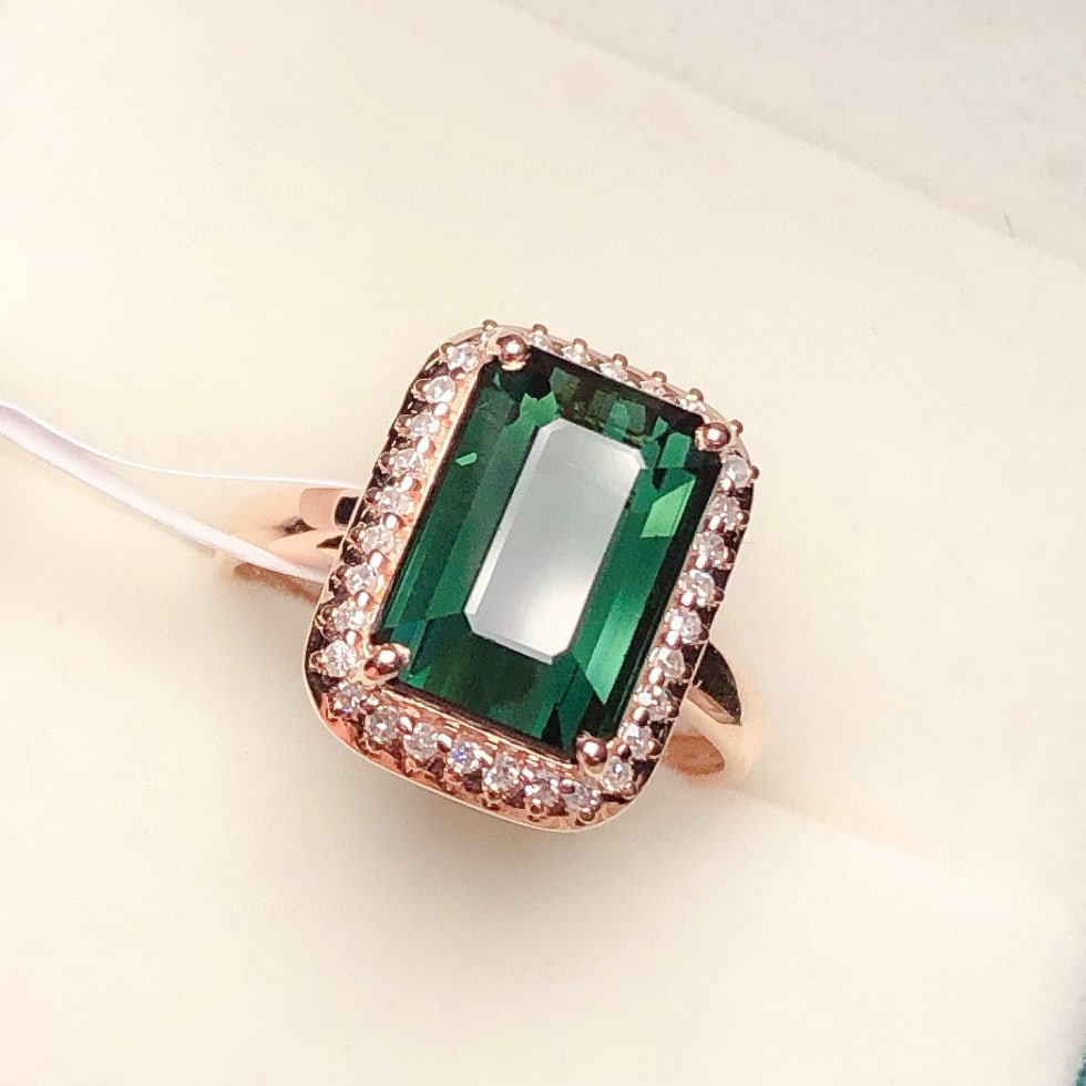 14k Gold 5.21 Ct Natural Tourmaline & Diamond Ring - 6