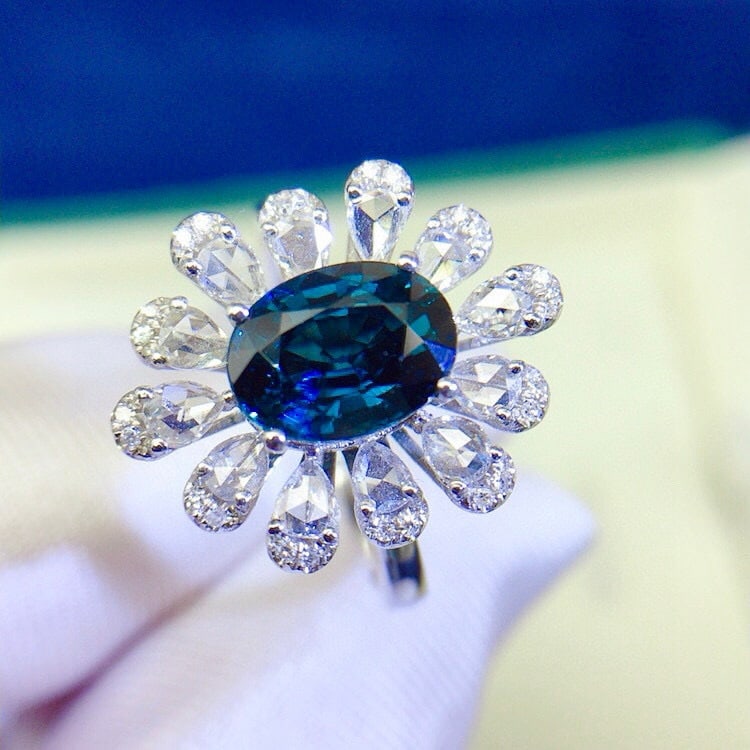 14k Gold 2.64 Ctw Natural Sapphire & Diamond Ring - 5