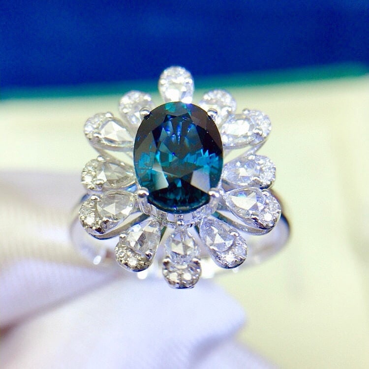 14k Gold 2.64 Ctw Natural Sapphire & Diamond Ring - 6