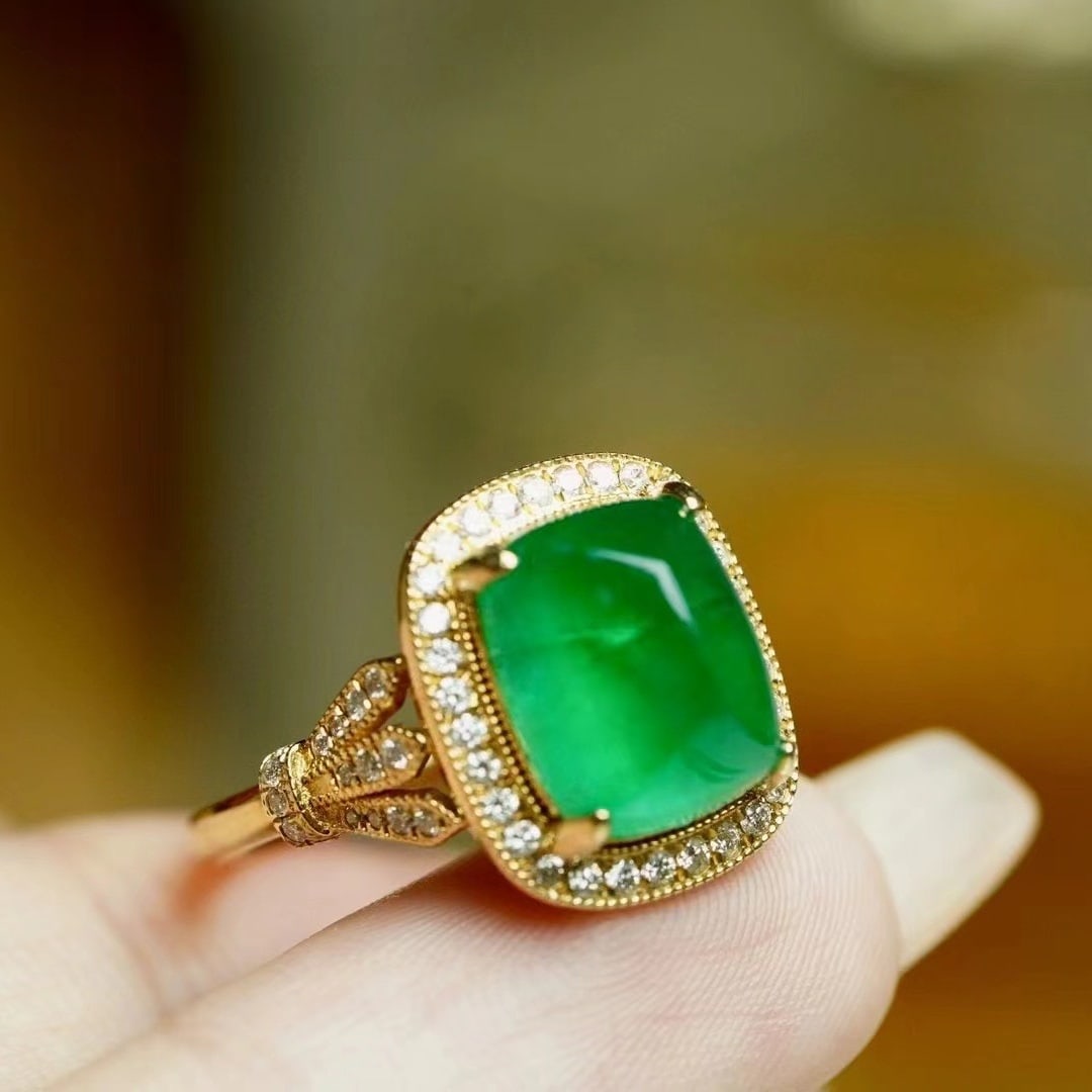 14k Gold 5.15 Ct Natural Emerald & Diamond Ring - 3
