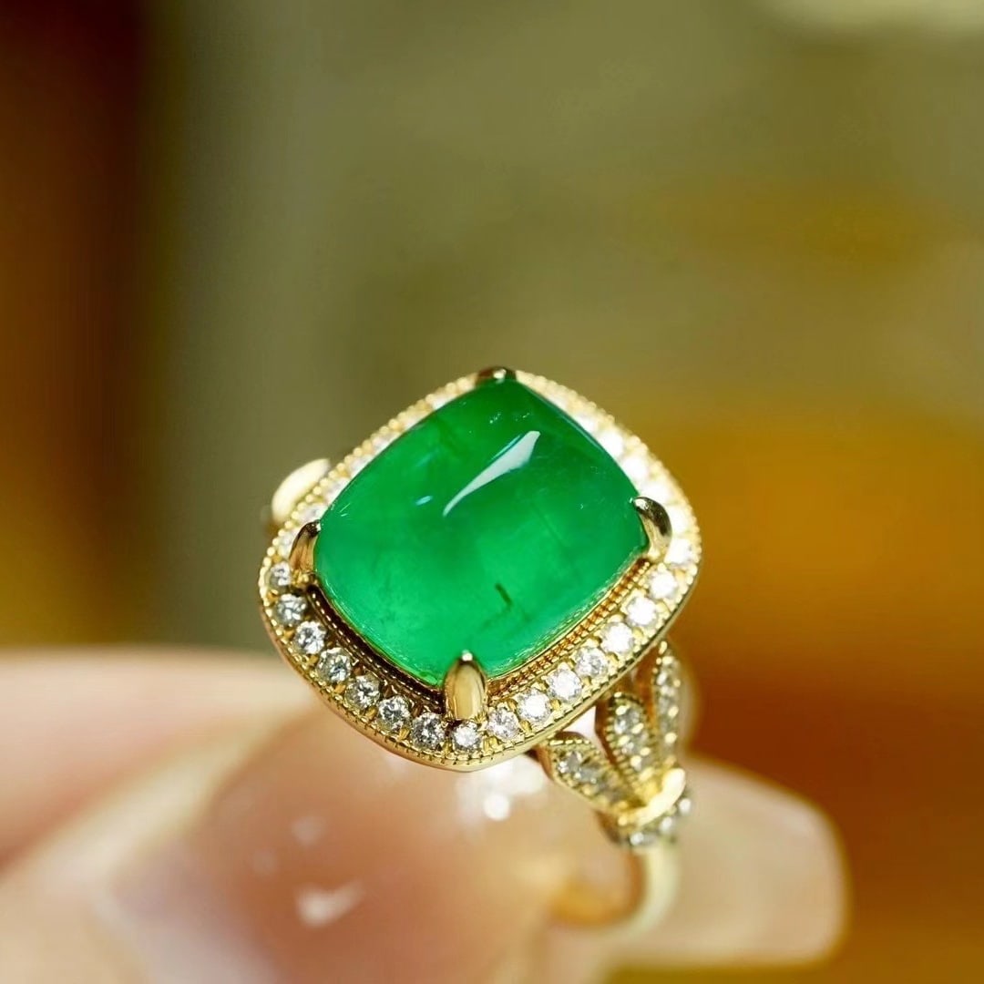 14k Gold 5.15 Ct Natural Emerald & Diamond Ring - 4
