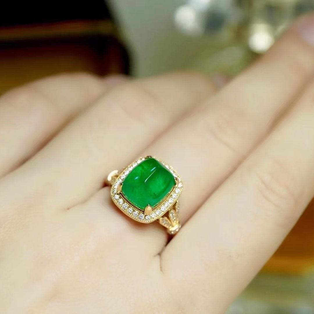 14k Gold 5.15 Ct Natural Emerald & Diamond Ring - 5