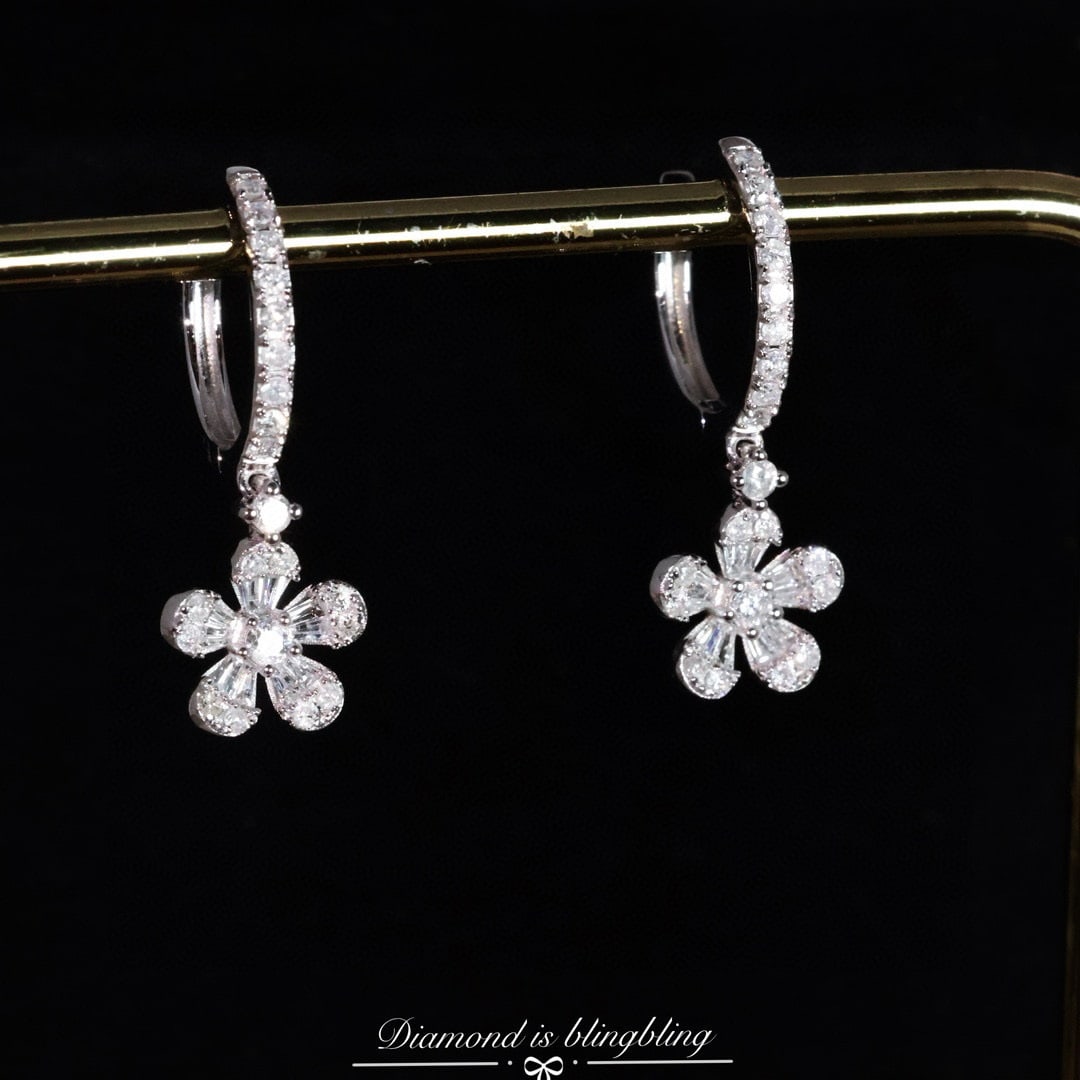 14k Gold 0.66 Ct Natural H Diamond Earrings - 3