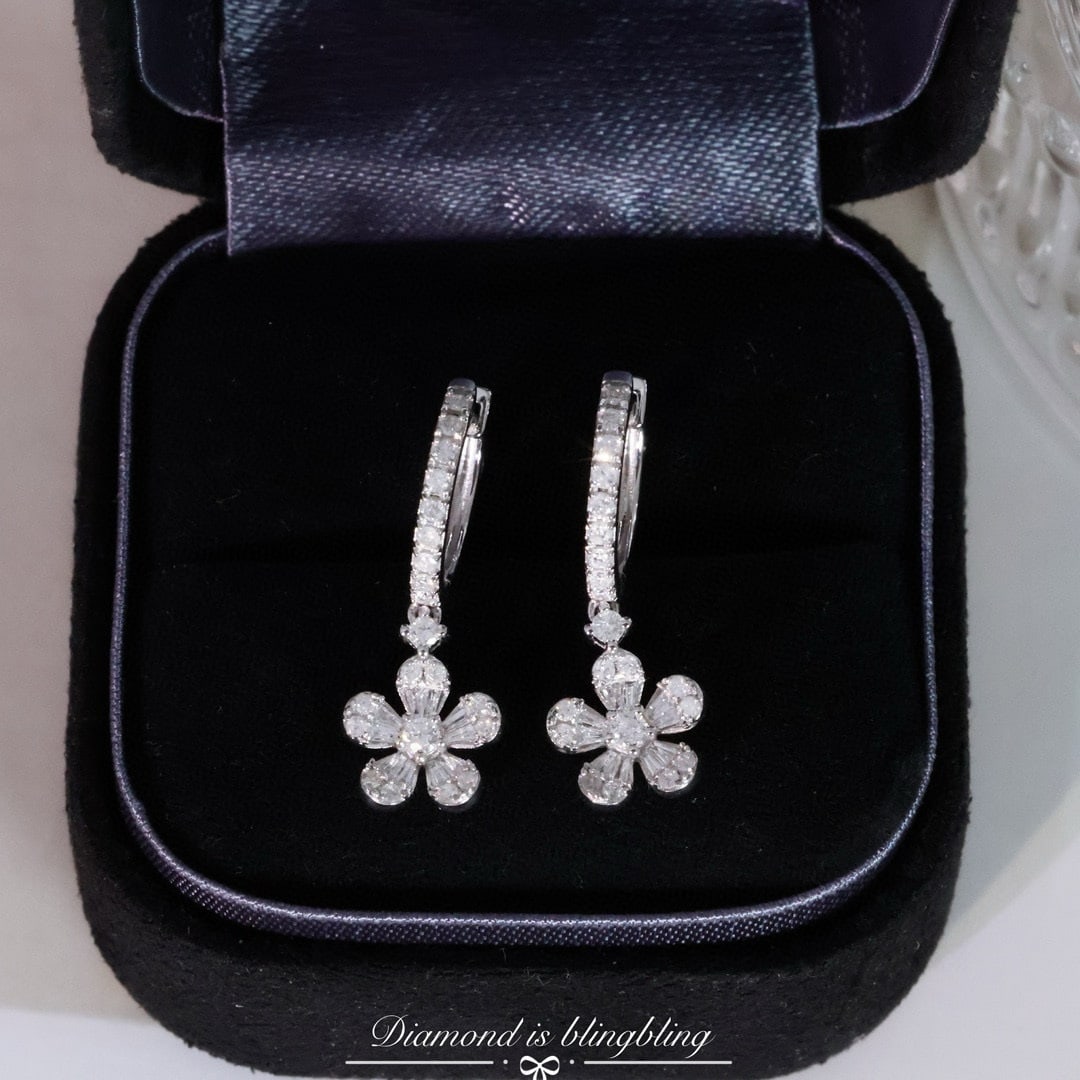 14k Gold 0.66 Ct Natural H Diamond Earrings - 4