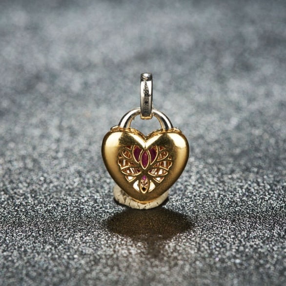 14k Gold 0.67 Ctw Natural Ruby & Diamond Pendant( Without Chain ) - 3