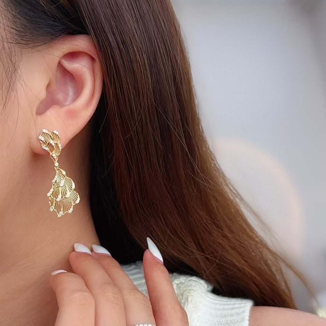 14k Gold 0.3 Ct Natural H Diamond Earrings - 4