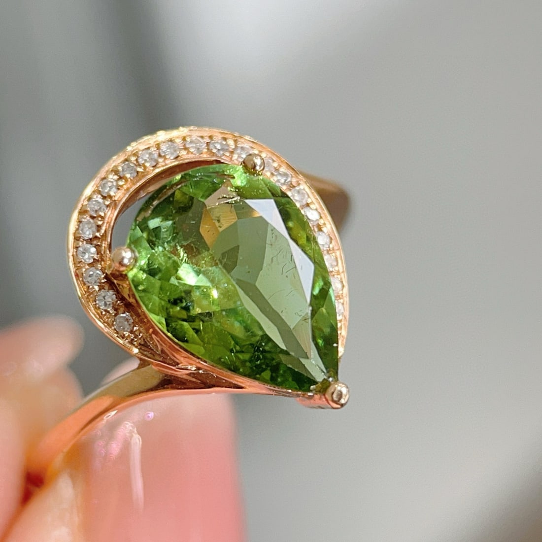 14k Gold 2.3 Ct Natural Tourmaline & Diamond Ring - 2