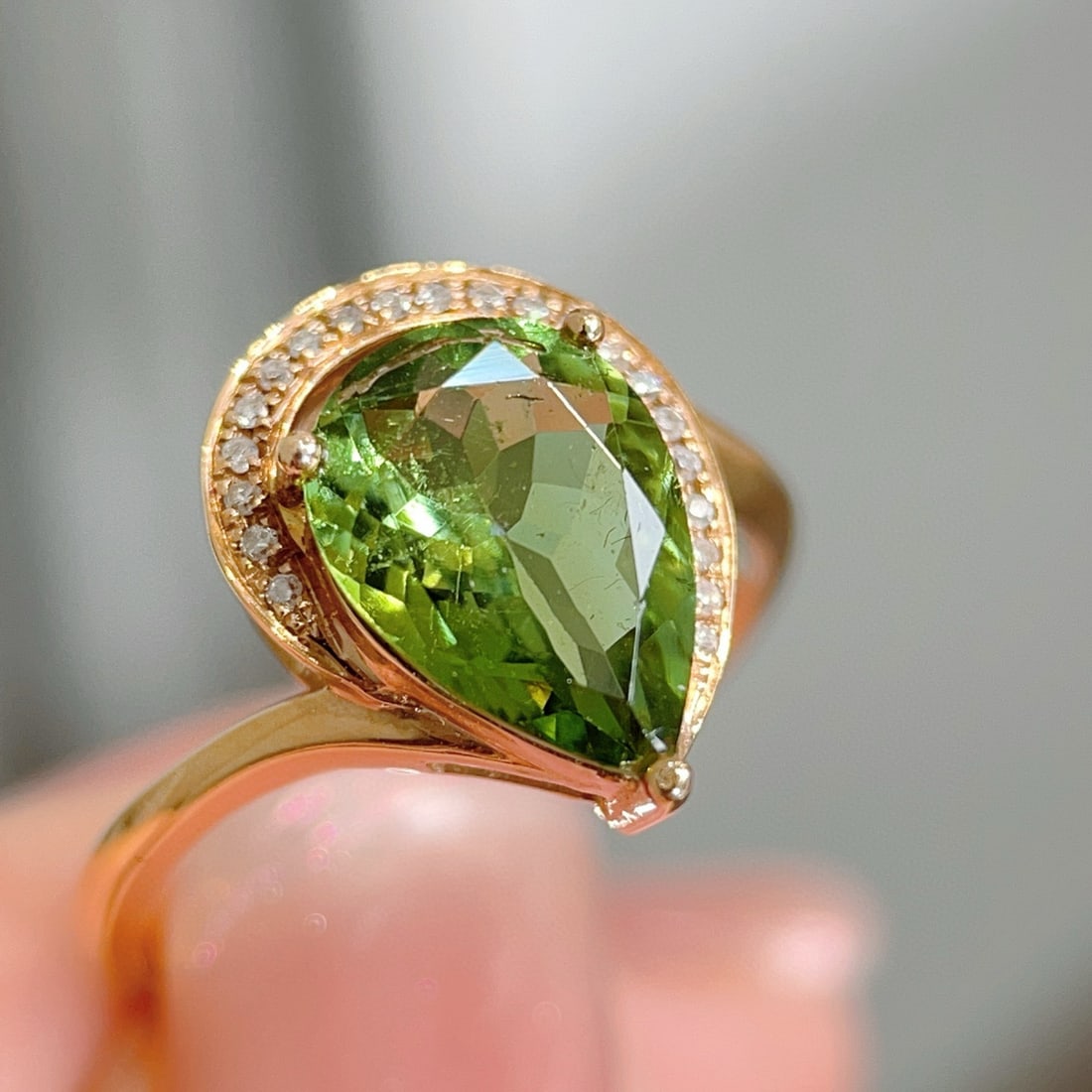 14k Gold 2.3 Ct Natural Tourmaline & Diamond Ring - 4