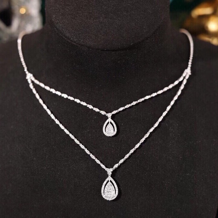 14k Gold 2 Ct Natural H Diamond Necklace: Ref:230973202 // gold content:14k gold // main gemstone:diamond // shape:round // carat weight:2ct // clarity grade:vs-si // color:h // treatment:natural // cut grade:g // Condition: New Low