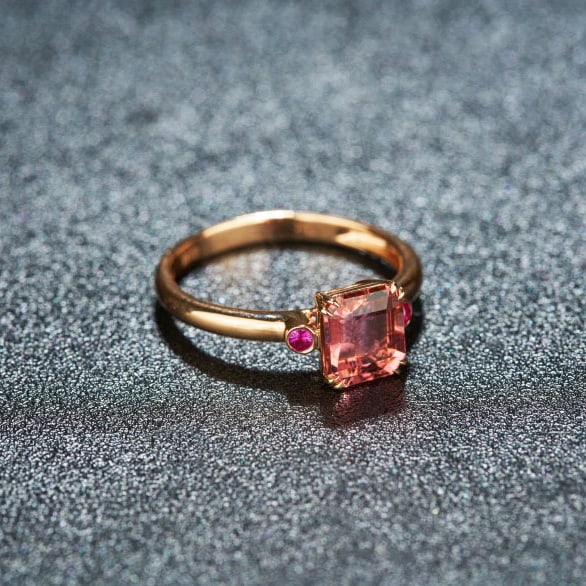 14k Gold 1.73 Ct Natural Tourmaline & Ruby Ring - 4