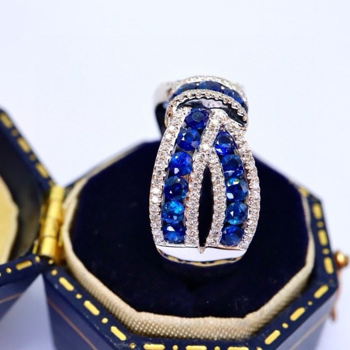 14k Gold 2.01 Ctw Natural Sapphire & Diamond Ring - 3