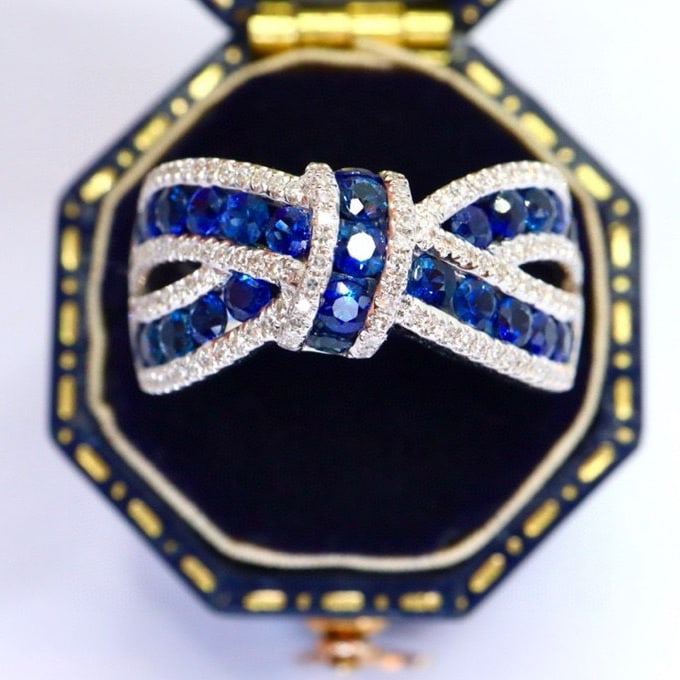 14k Gold 2.01 Ctw Natural Sapphire & Diamond Ring - 5