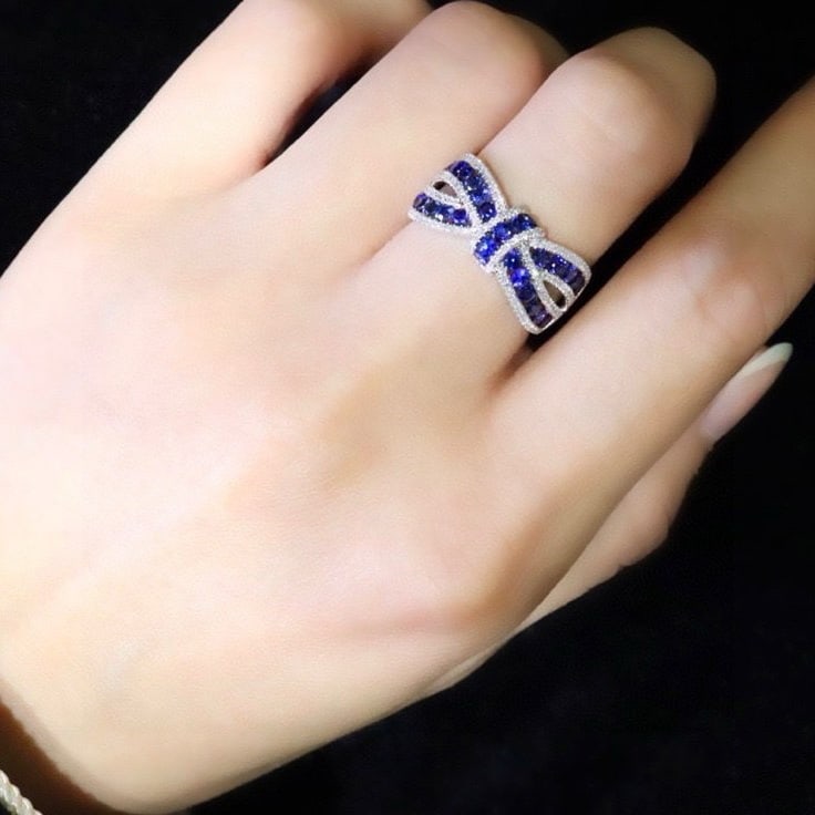14k Gold 2.01 Ctw Natural Sapphire & Diamond Ring - 6