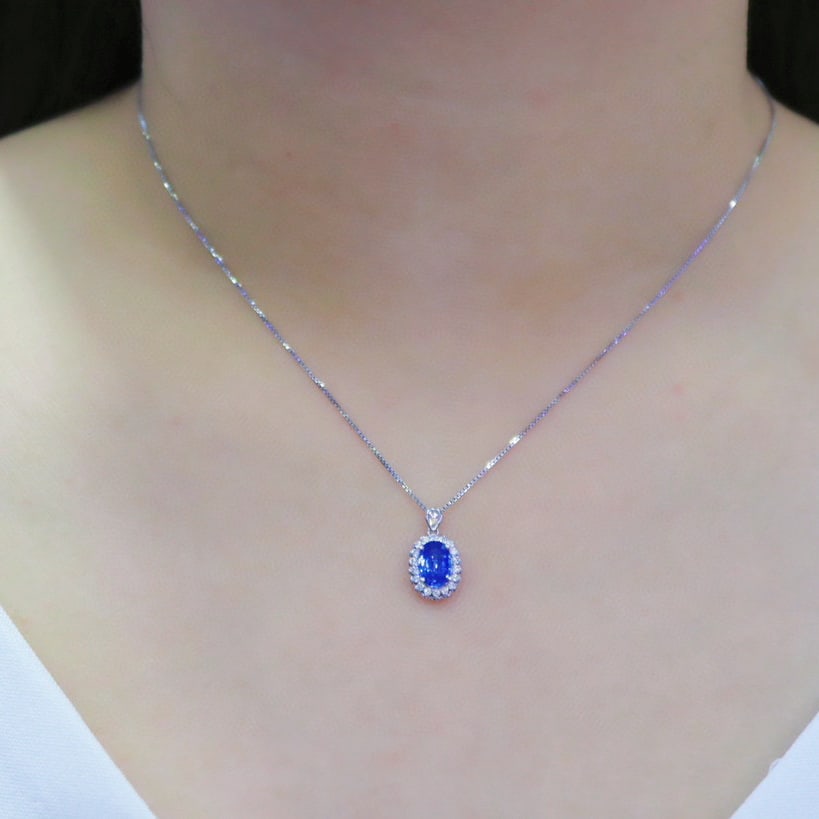 14k Gold 1.55 Ctw Natural Sapphire & Diamond Pendant( Without Chain ) - 5