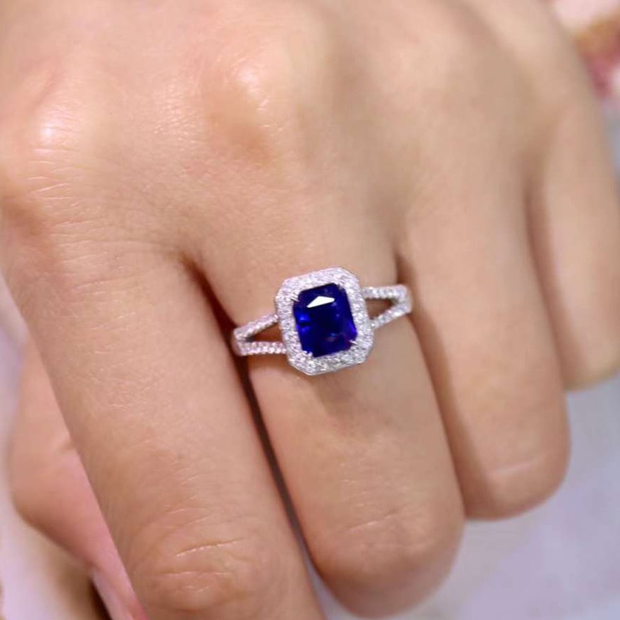 14k Gold 1.76 Ctw Natural Sapphire & Diamond Ring - 3