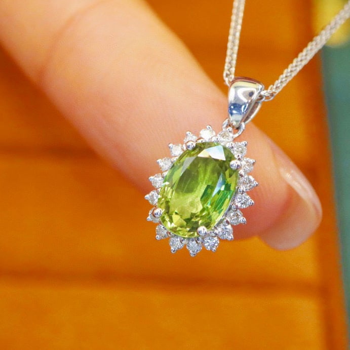 14k Gold 1.70 Ctw Natural Sapphire & Diamond Pendant( Without Chain ) - 3
