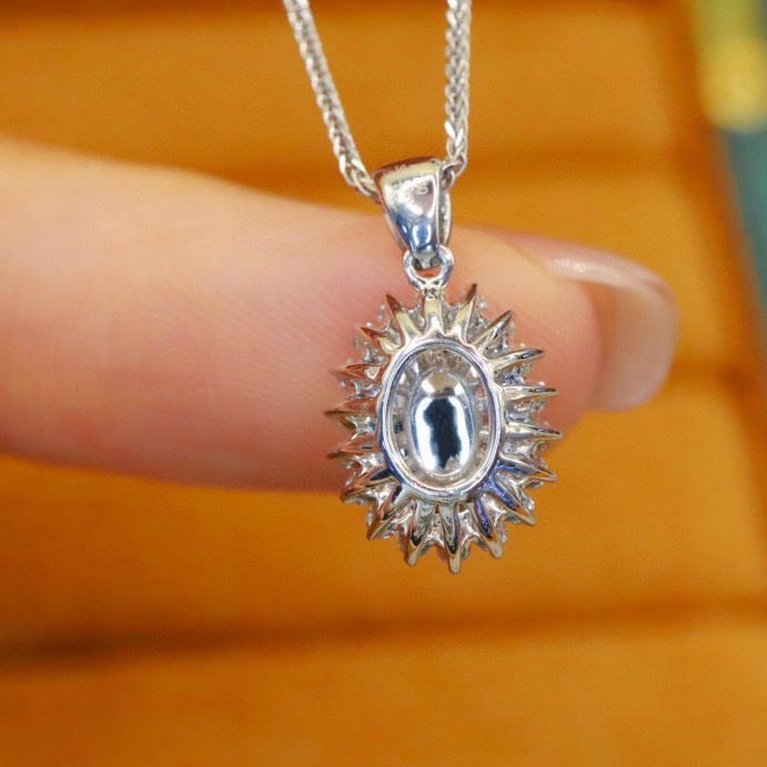 14k Gold 1.70 Ctw Natural Sapphire & Diamond Pendant( Without Chain ) - 4