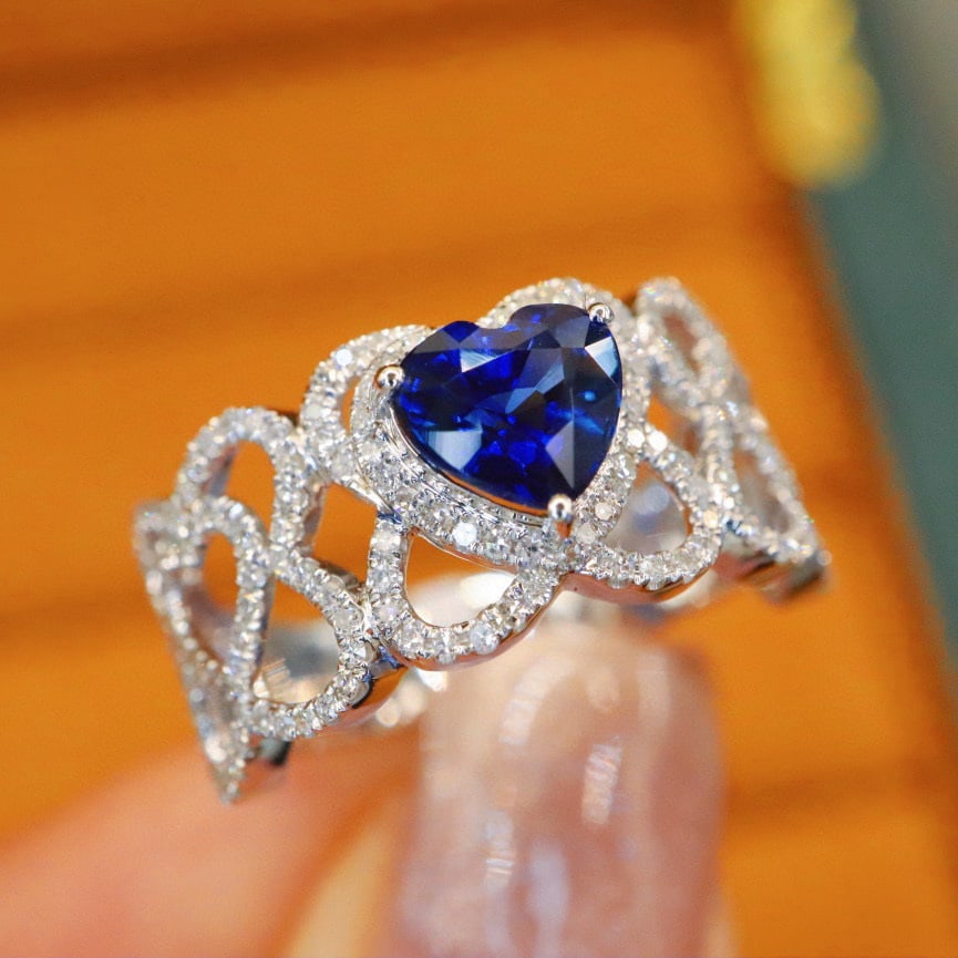 14k Gold 1.67 Ctw Natural Sapphire & Diamond Ring - 2
