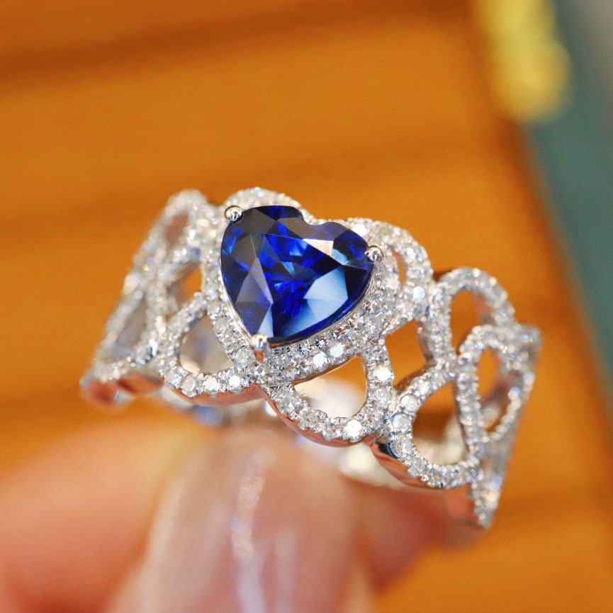 14k Gold 1.67 Ctw Natural Sapphire & Diamond Ring - 3