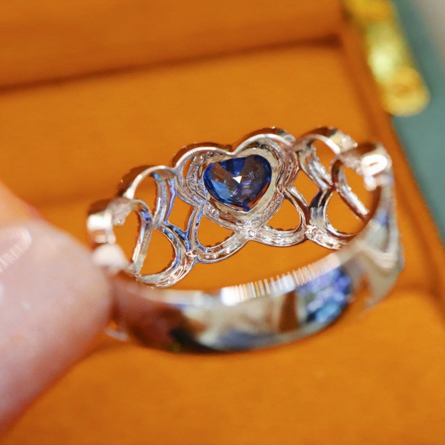 14k Gold 1.67 Ctw Natural Sapphire & Diamond Ring - 4