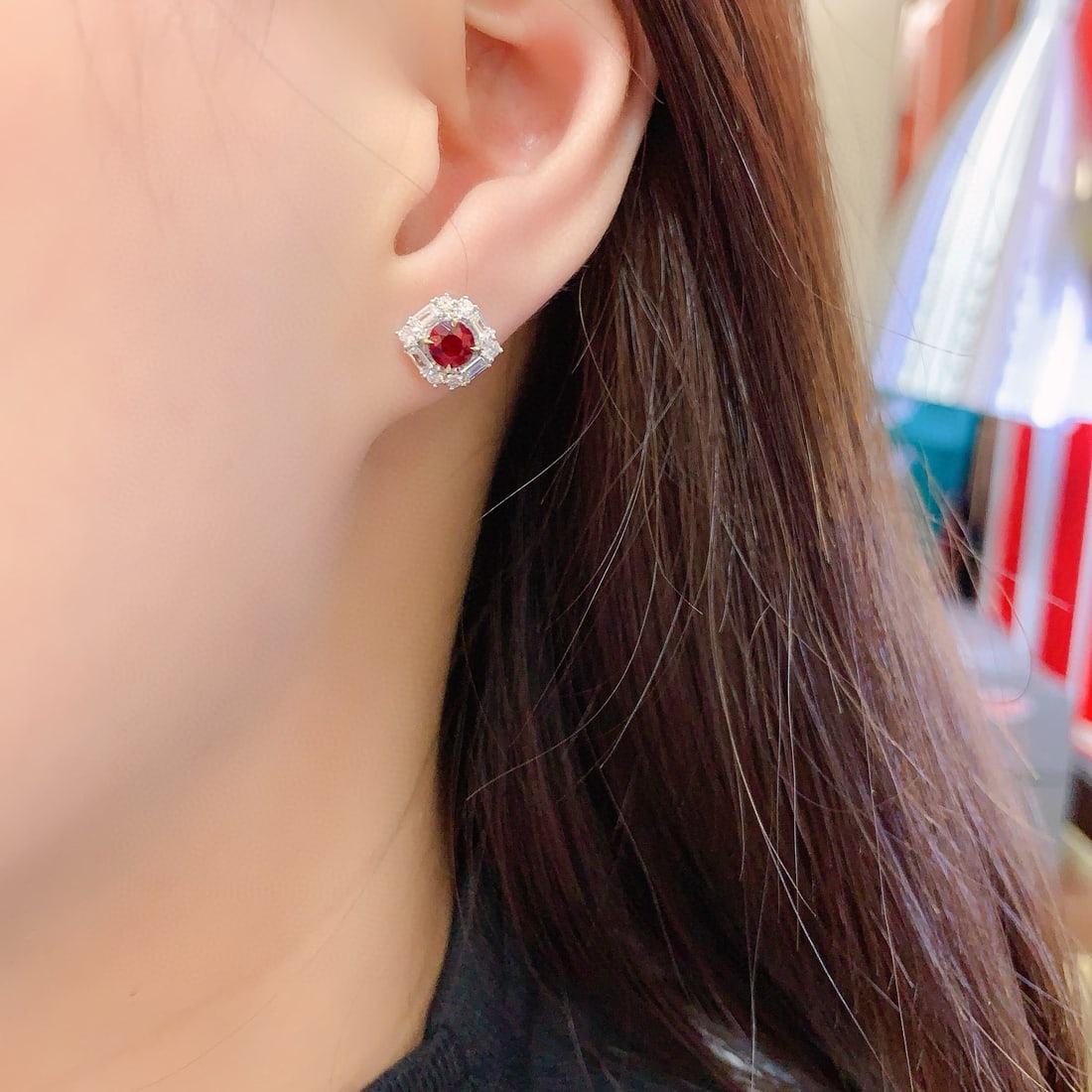 14k Gold 1.45 Ctw Natural Ruby & Diamond Earrings - 4