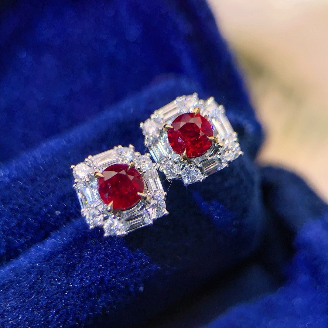14k Gold 1.45 Ctw Natural Ruby & Diamond Earrings - 5
