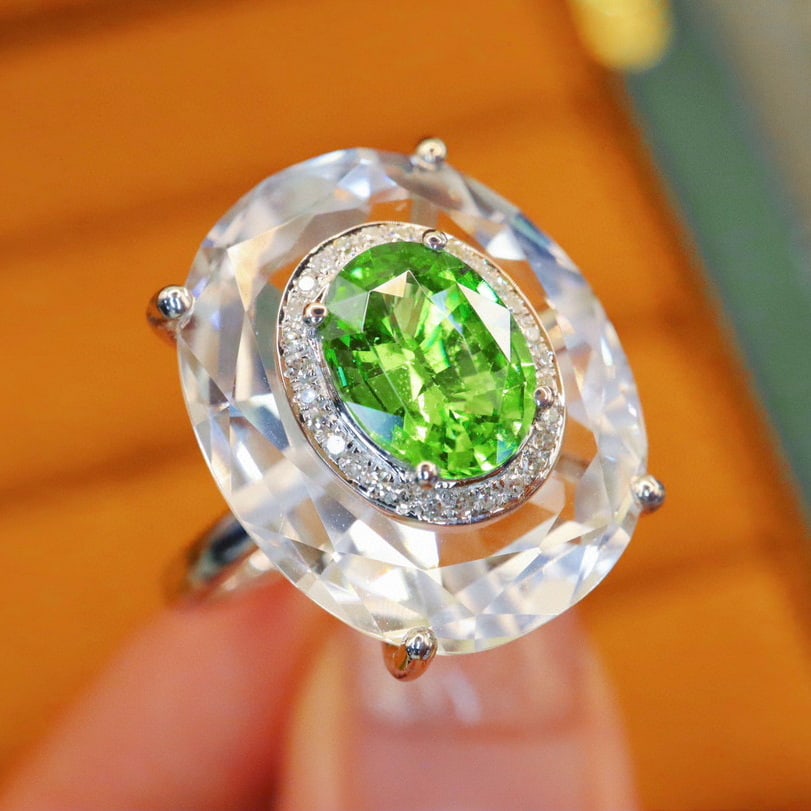 14k Gold 1.66 Ctw Natural Tsavorite & Diamond Ring - 2