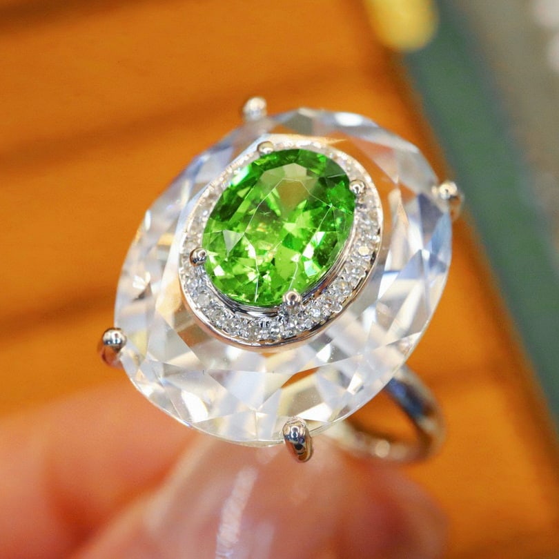 14k Gold 1.66 Ctw Natural Tsavorite & Diamond Ring - 3