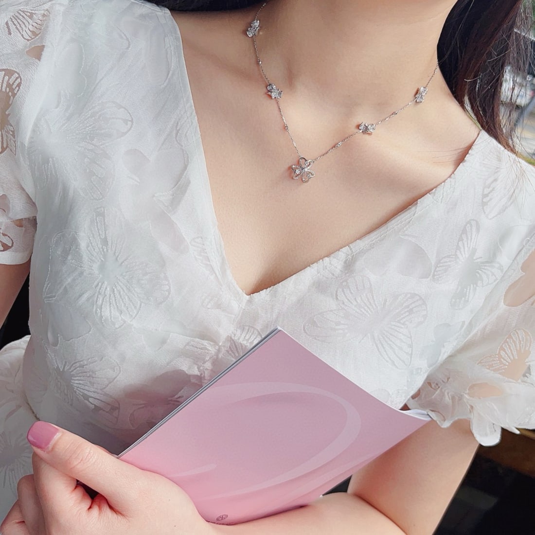 14k Gold 1.54 Ctw Natural H Diamond Necklace - 2