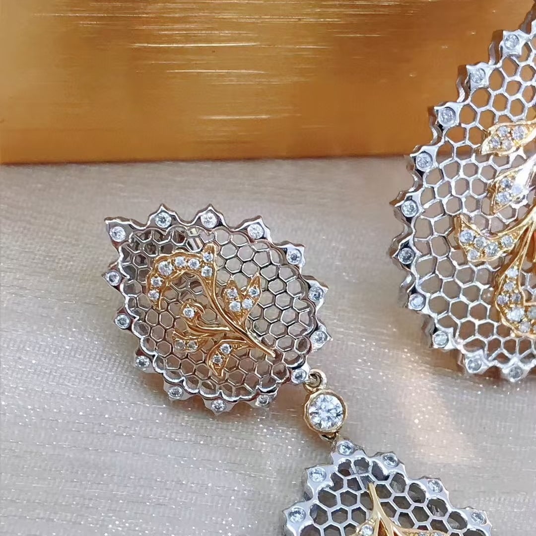 14k Gold 0.76 Ct Natural H Diamond Earrings - 2