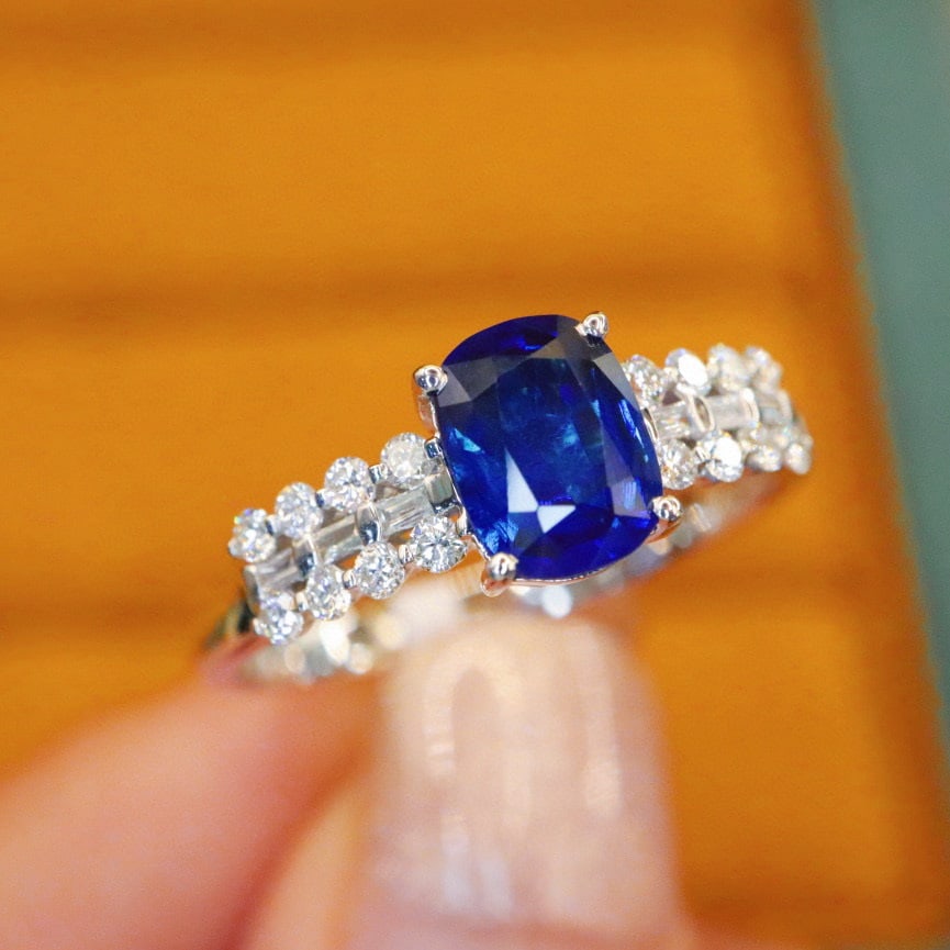 14k Gold 1.46 Ctw Natural Sapphire & Diamond Ring - 2