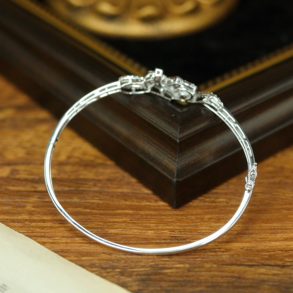 14k Gold 1.1 Ct Natural H Diamond Bangle - 4