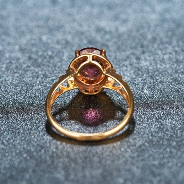 14k Gold 2.5 Ct Natural Tourmaline & Diamond Ring - 4