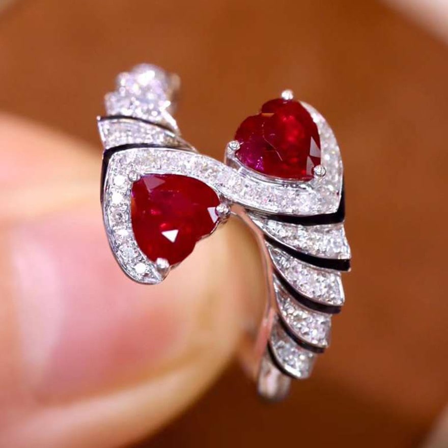 14k Gold 1.07 Ctw Vivid Red Natural Ruby & Diamond Ring - 2