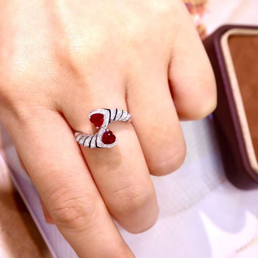 14k Gold 1.07 Ctw Vivid Red Natural Ruby & Diamond Ring - 3