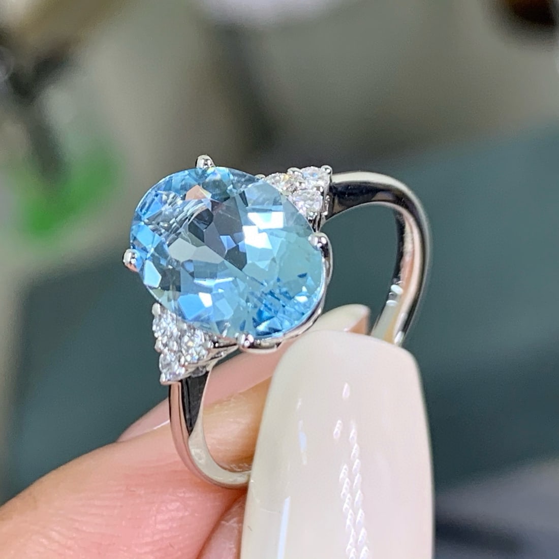 14k Gold 2.36 Ctw Natural Aquamarine & Diamond Ring - 2
