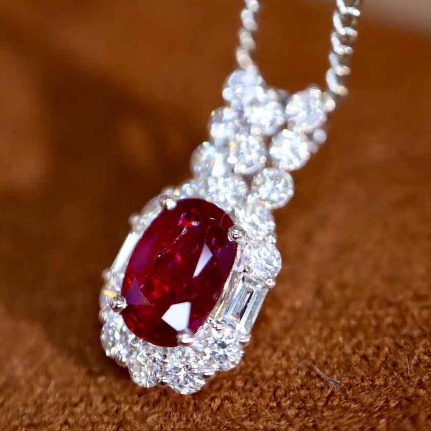 14k Gold 1.20 Ctw Vivid Red Natural Ruby & Diamond Pendant( Without Chain ) - 3