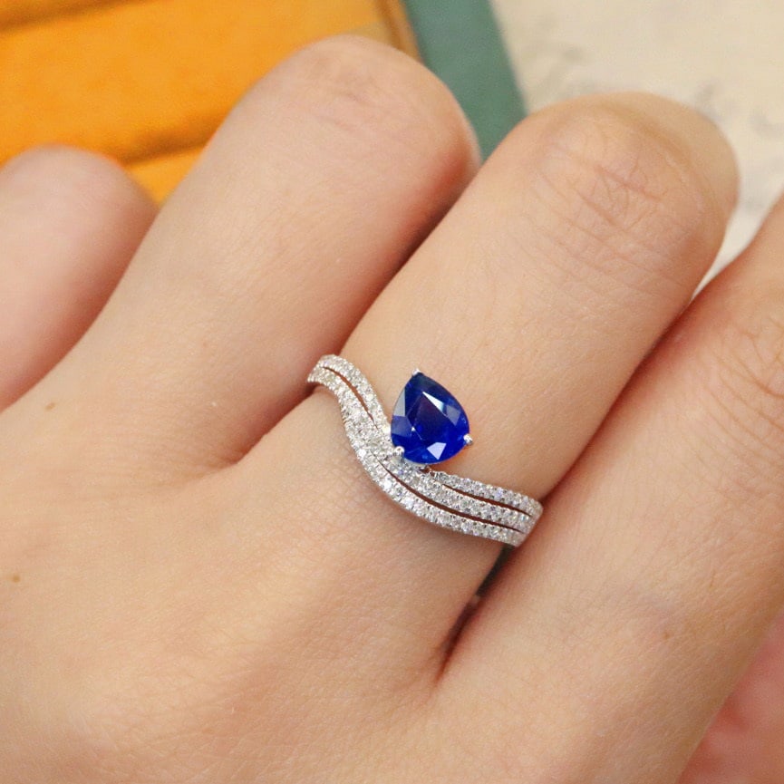 14k Gold 1.20 Ctw Natural Sapphire & Diamond Ring - 3
